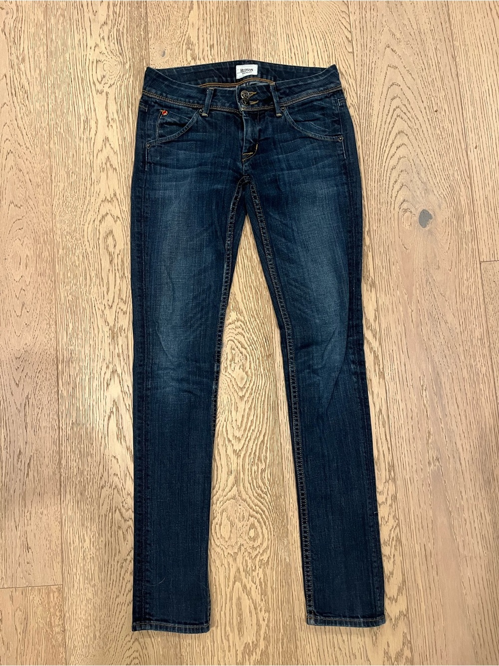 Hudson Dark Wash Low Rise Collin Skinny Jeans Double-Button Waistband Size 24